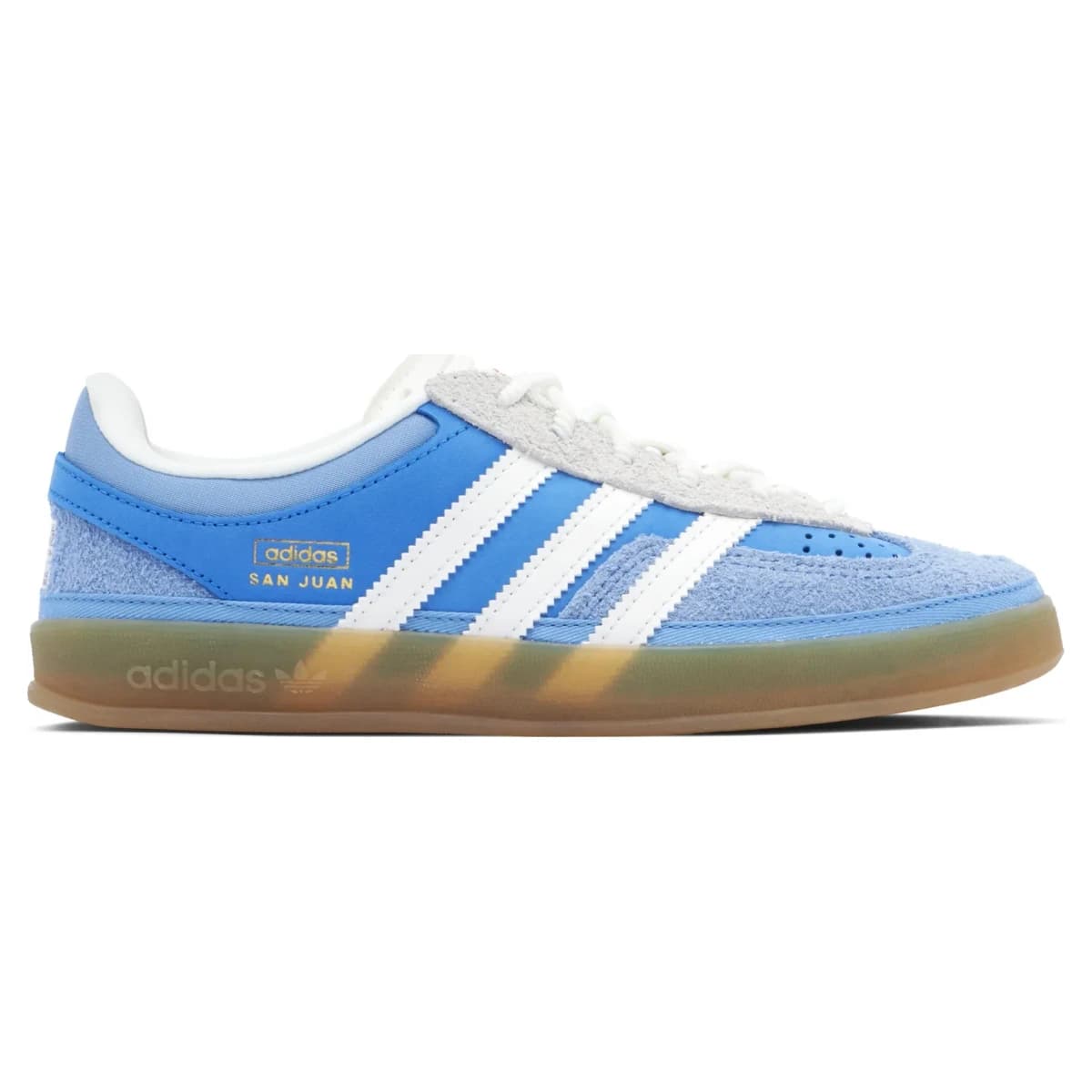 Bad Bunny x Adidas Gazelle Indoor San Juan. Vista 1 del modelo. Imagen de catálogo del producto.