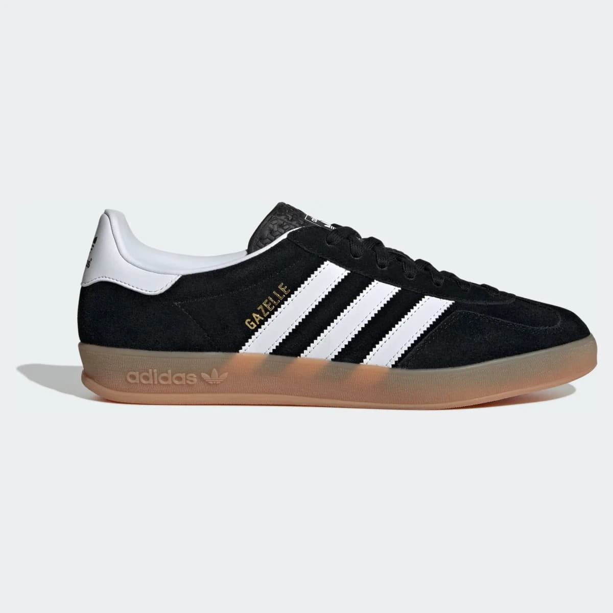Adidas Gazelle Indoor Black White Gum. Vista 1 del modelo. Imagen de catálogo del producto.