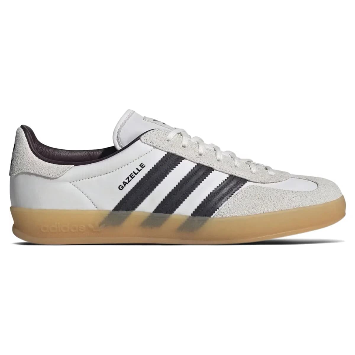 Hikari Shibata x Adidas Gazelle Indoor White Night Grey Gum. Vista 1 del modelo. Imagen de catálogo del producto.