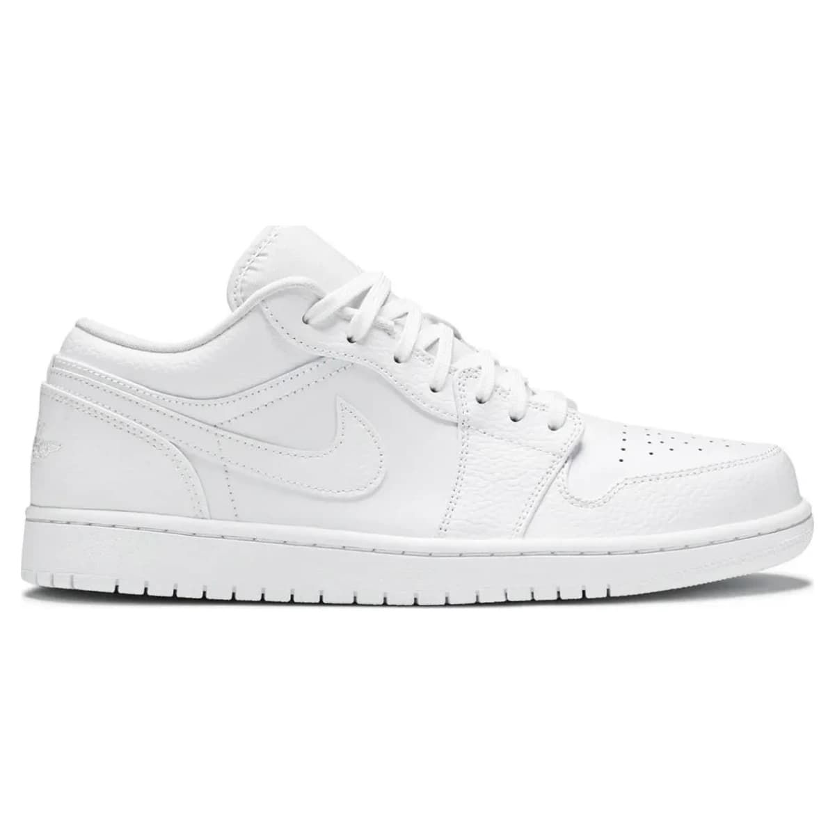 Air Jordan 1 Low Triple White. Vista 1 del modelo. Imagen de catálogo del producto.