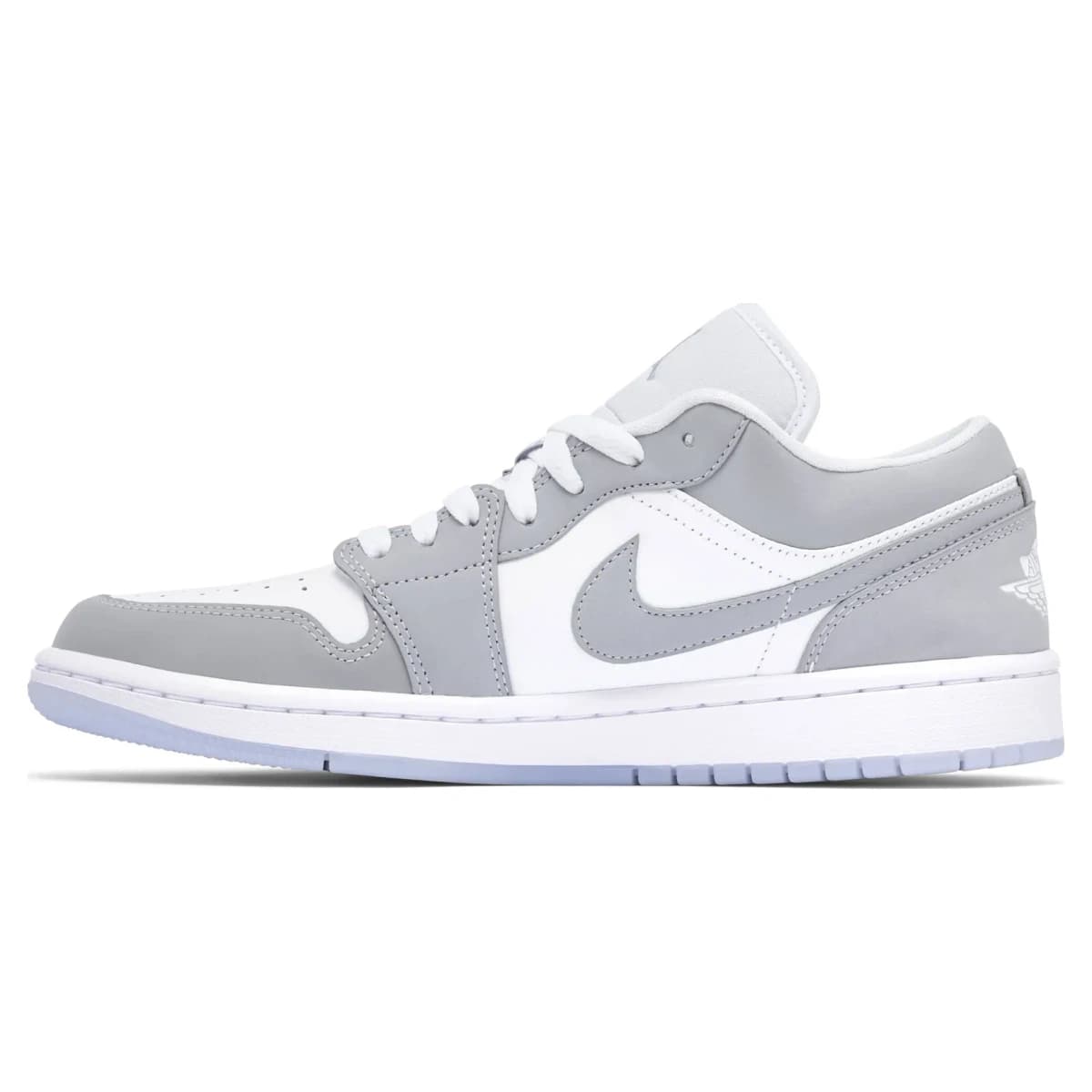 Air Jordan 1 Low Wolf Gray. Vista 2 del modelo. Imagen de catálogo del producto.