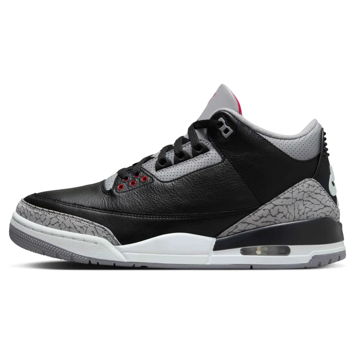Air Jordan 3 Black Cement. Vista 1 del modelo. Imagen de catálogo del producto.