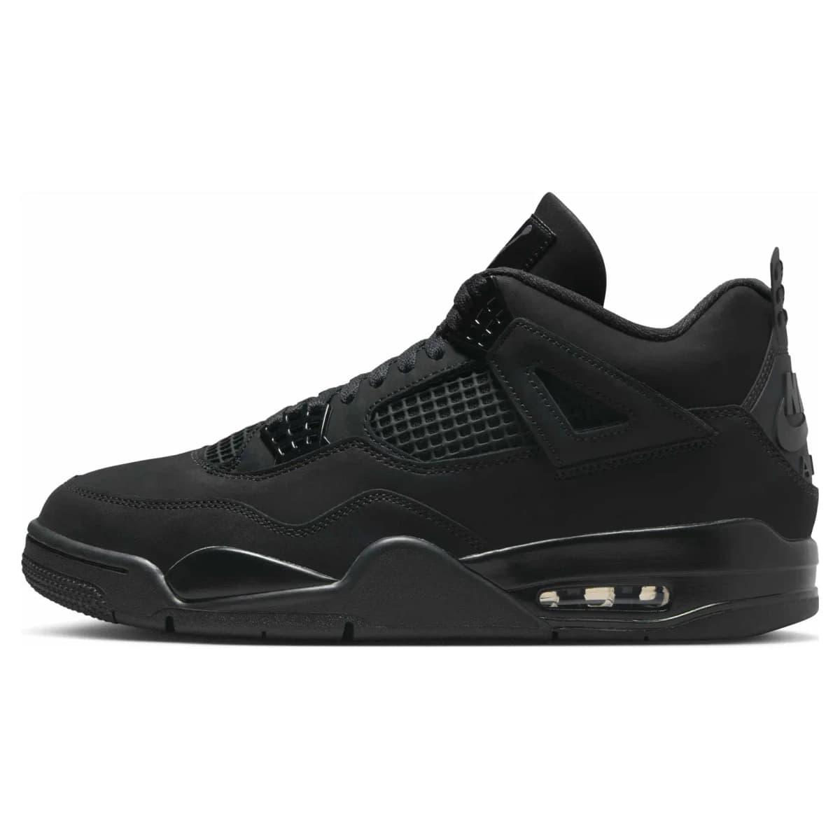 Air Jordan 4 Black Cat. Vista 1 del modelo. Imagen de catálogo del producto.