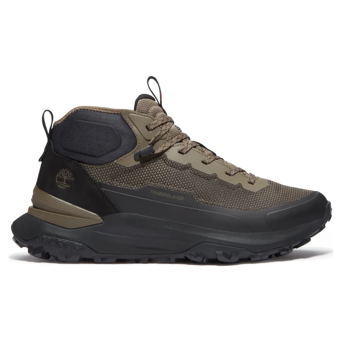 Timberland Mid Sneaker Olive Mesh. Vista 1 del modelo. Imagen de catálogo del producto.