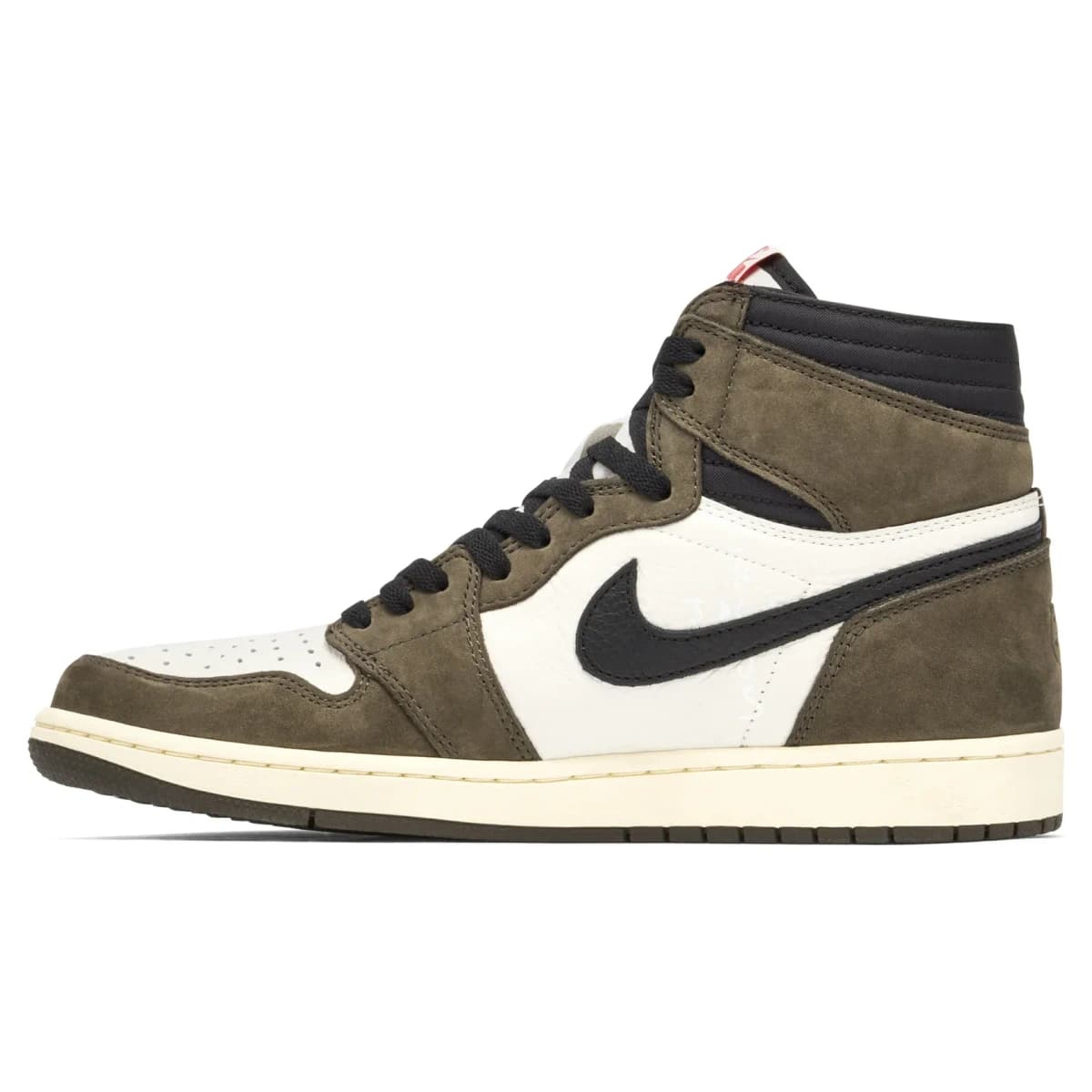 Travis Scott x Air Jordan 1 High OG Mocha. Vista 2 del modelo. Imagen de catálogo del producto.