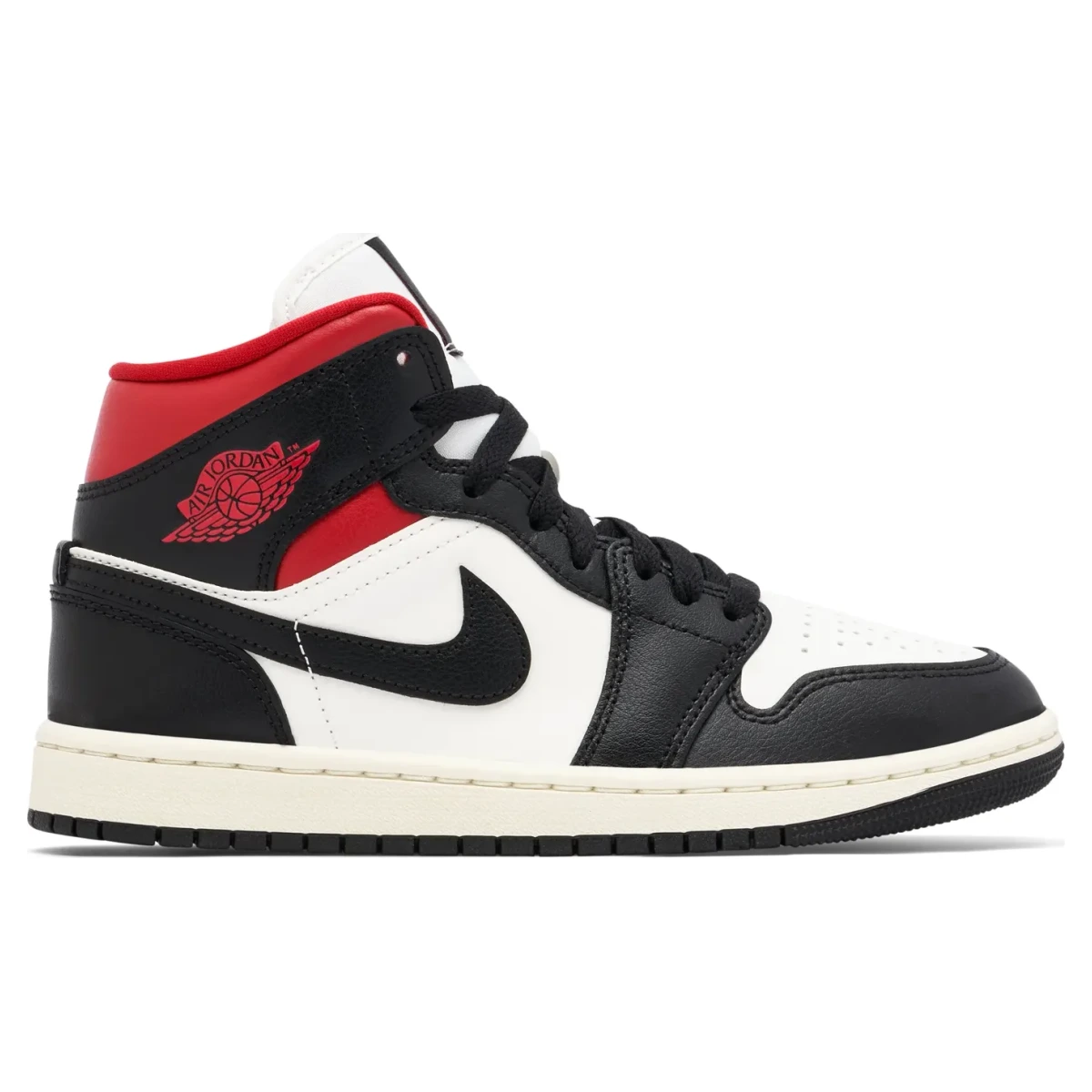 Air Jordan 1 Mid Black Sail Gym Red